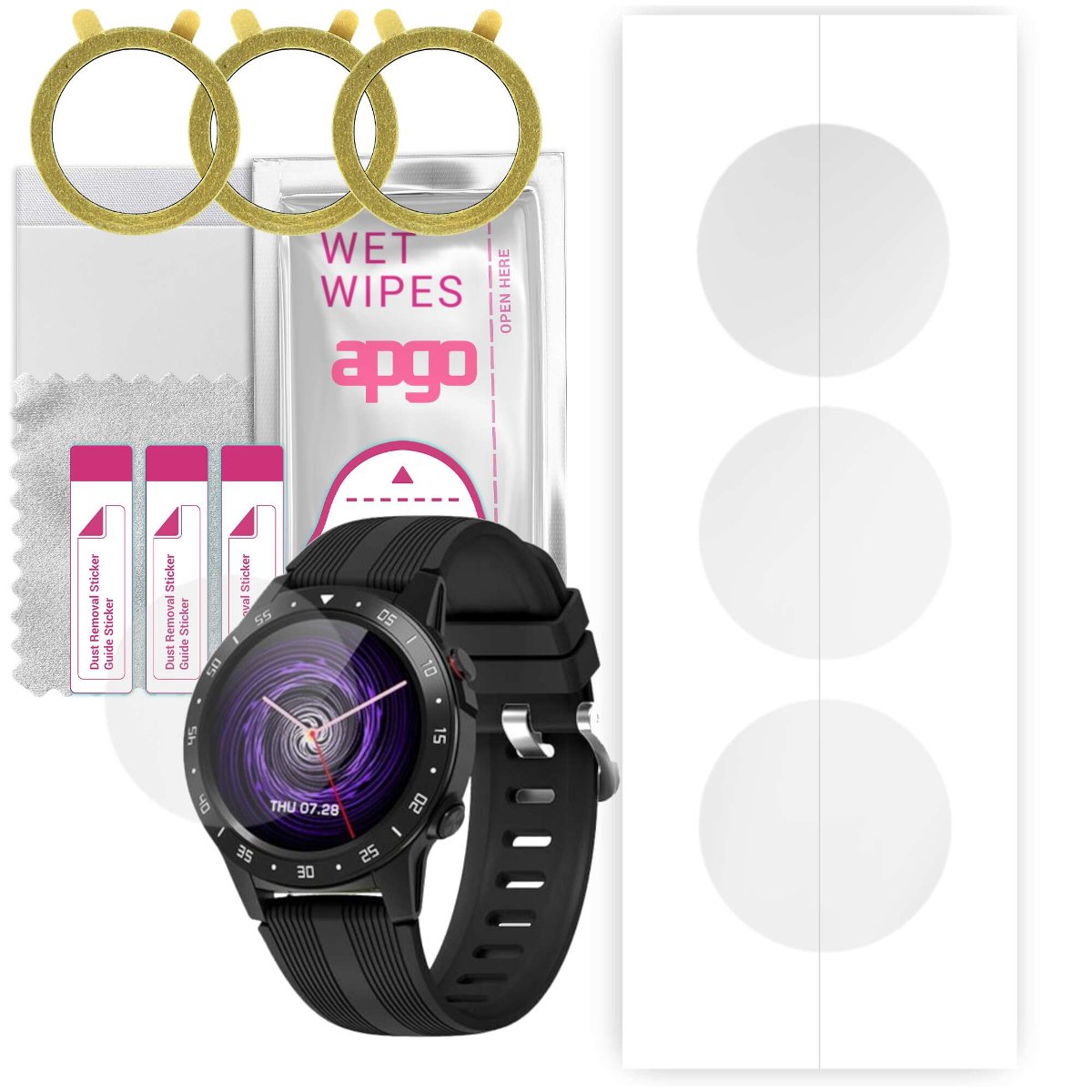 3x Folia hydrożelowa do Garett Multi 4 - apgo Smartwatch Hydrogel Protection Ochrona na ekran smartwatcha