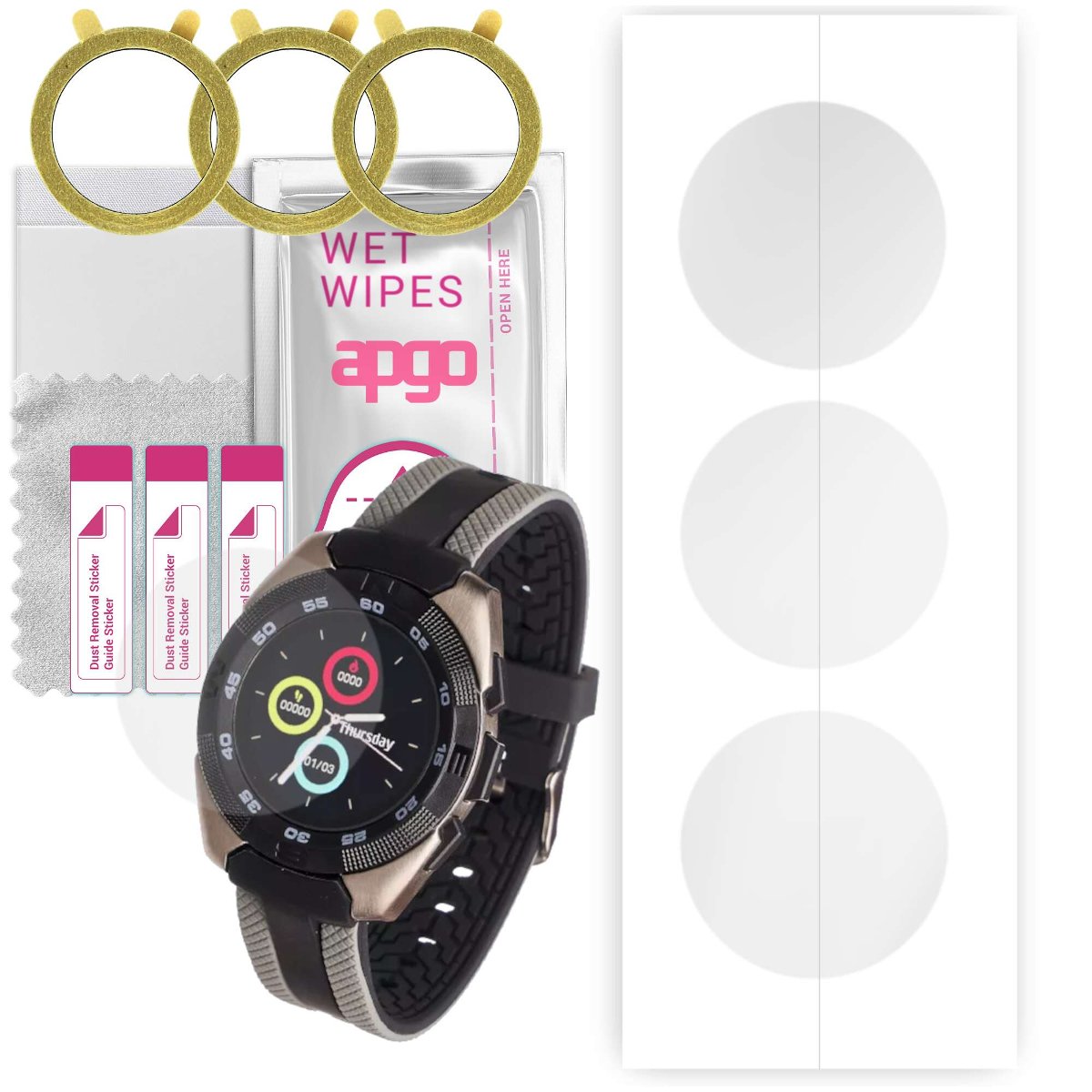 3x Folia hydrożelowa do Garett G35S - apgo Smartwatch Hydrogel Protection Ochrona na ekran smartwatcha