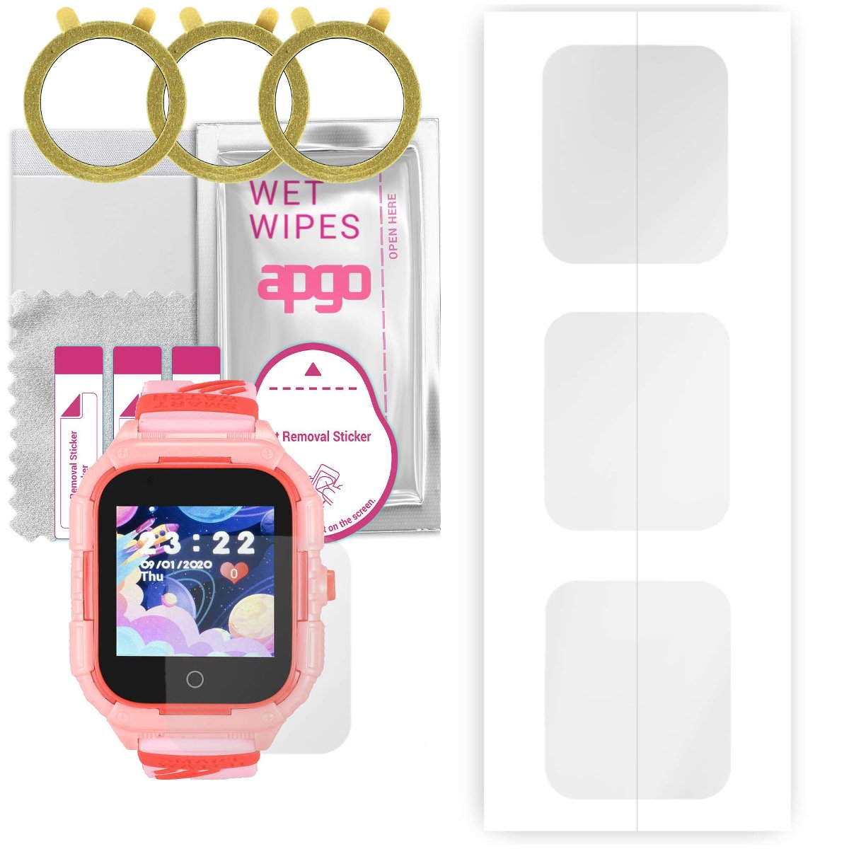 3x Folia hydrożelowa do Garett Kids Protect 4G - apgo Smartwatch Hydrogel Protection Ochrona na ekran smartwatcha