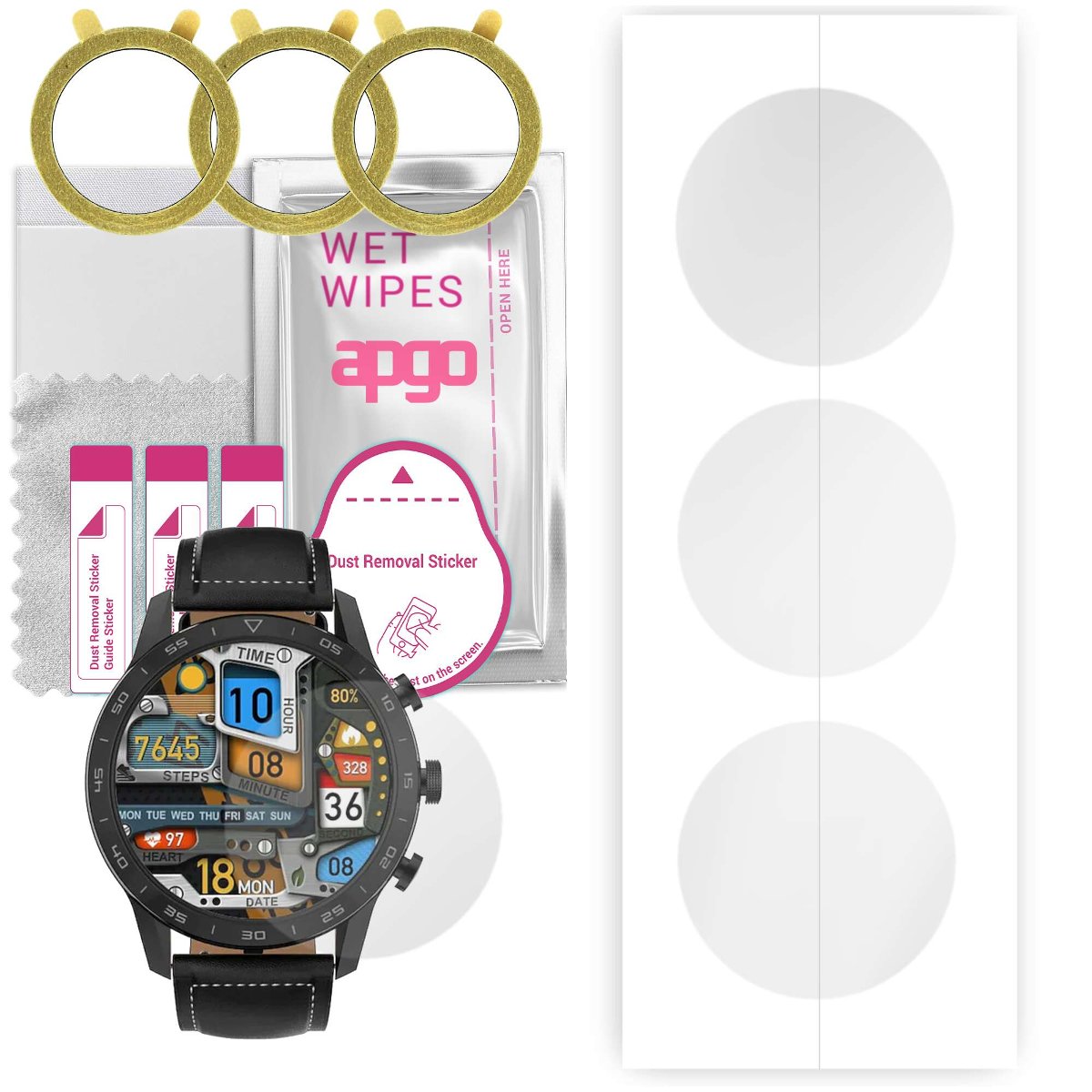 3x Folia hydrożelowa do DT NO.1 DT70 - apgo Smartwatch Hydrogel Protection Ochrona na ekran smartwatcha