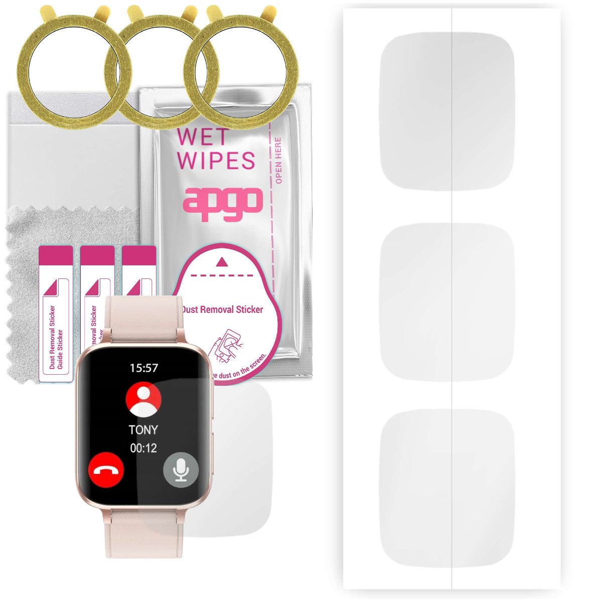 3x Folia hydrożelowa do DT NO.1 DT93 - apgo Smartwatch Hydrogel Protection Ochrona na ekran smartwatcha
