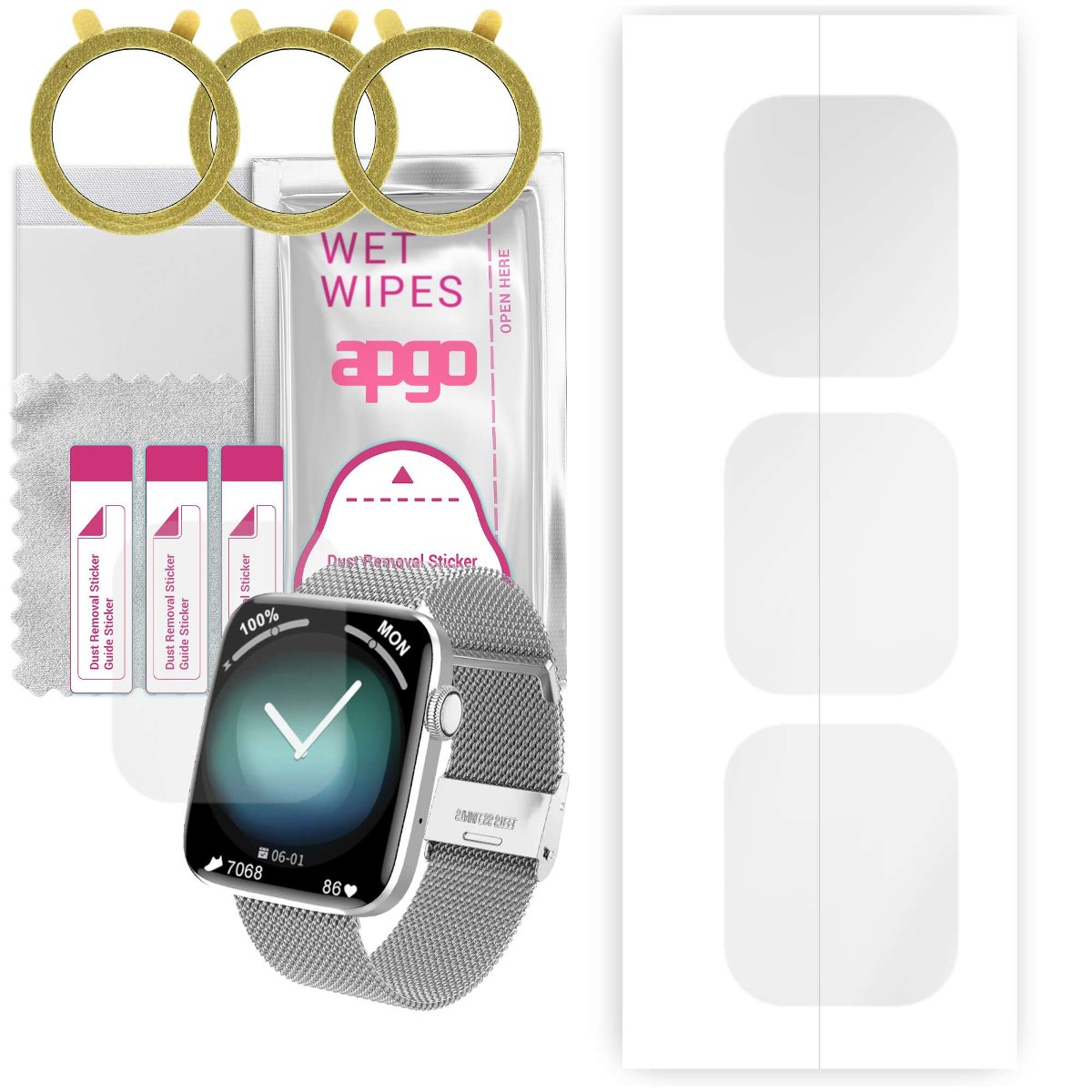 3x Folia hydrożelowa do DT NO.1 DT1 - apgo Smartwatch Hydrogel Protection Ochrona na ekran smartwatcha