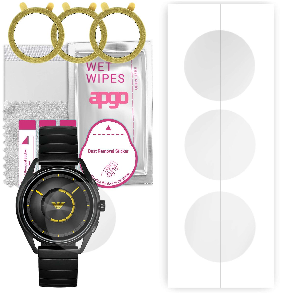 3x Folia hydrożelowa do Emporio Armani ART 5007 - apgo Smartwatch Hydrogel Protection Ochrona na ekran smartwatcha