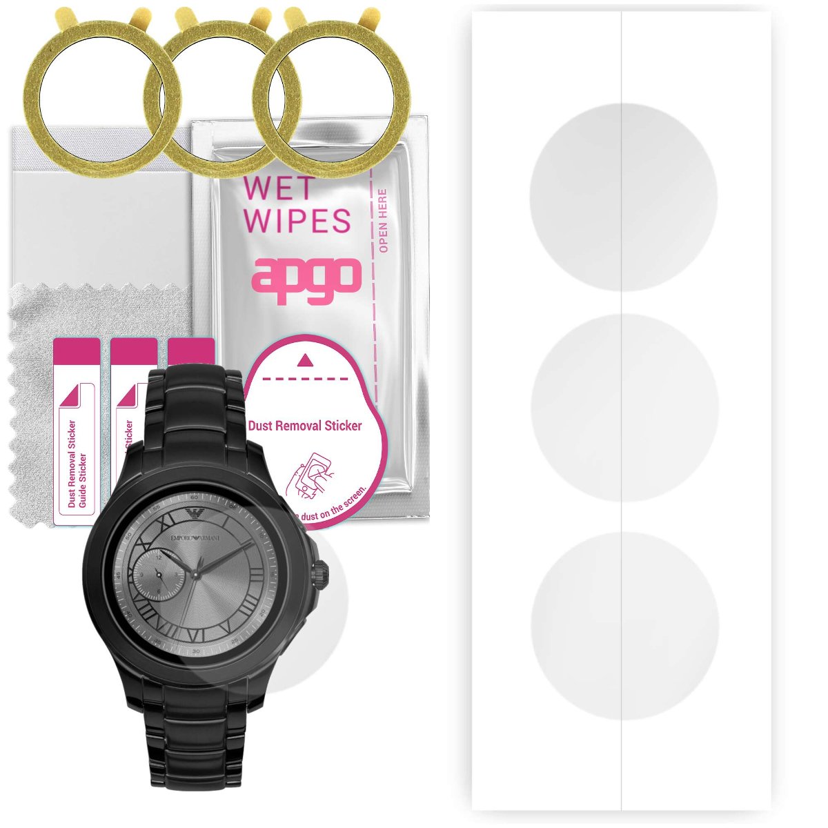 3x Folia hydrożelowa do Emporio Armani ART 5011 - apgo Smartwatch Hydrogel Protection Ochrona na ekran smartwatcha