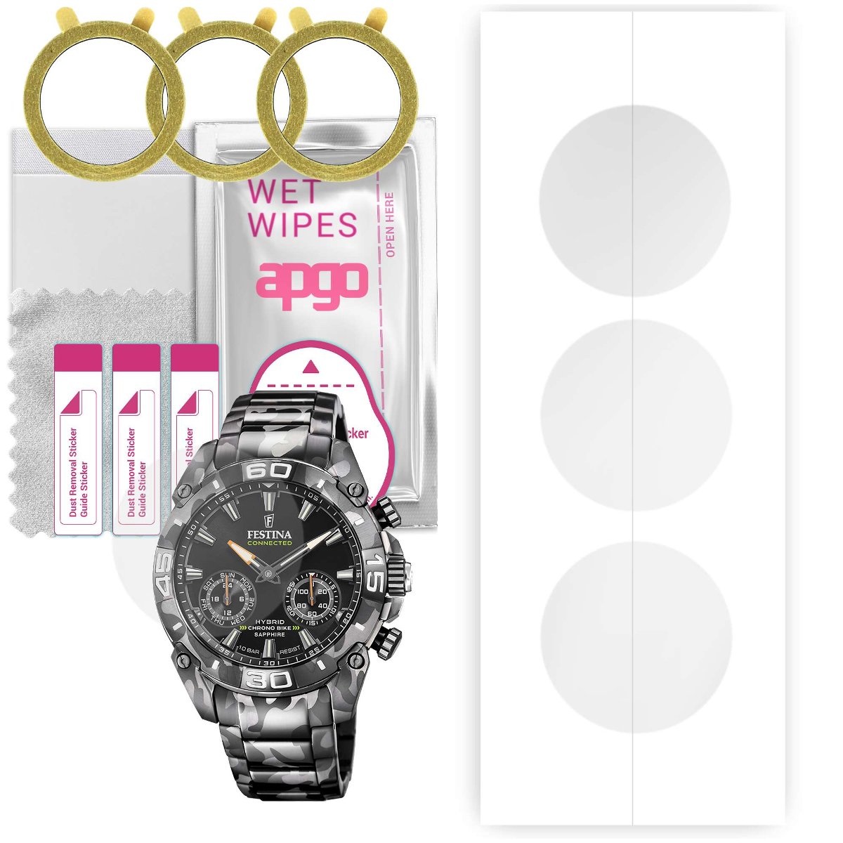 3x Folia hydrożelowa do Festina Connected Hybrid Chrono Bike - apgo Smartwatch Hydrogel Protection Ochrona na ekran smartwatcha
