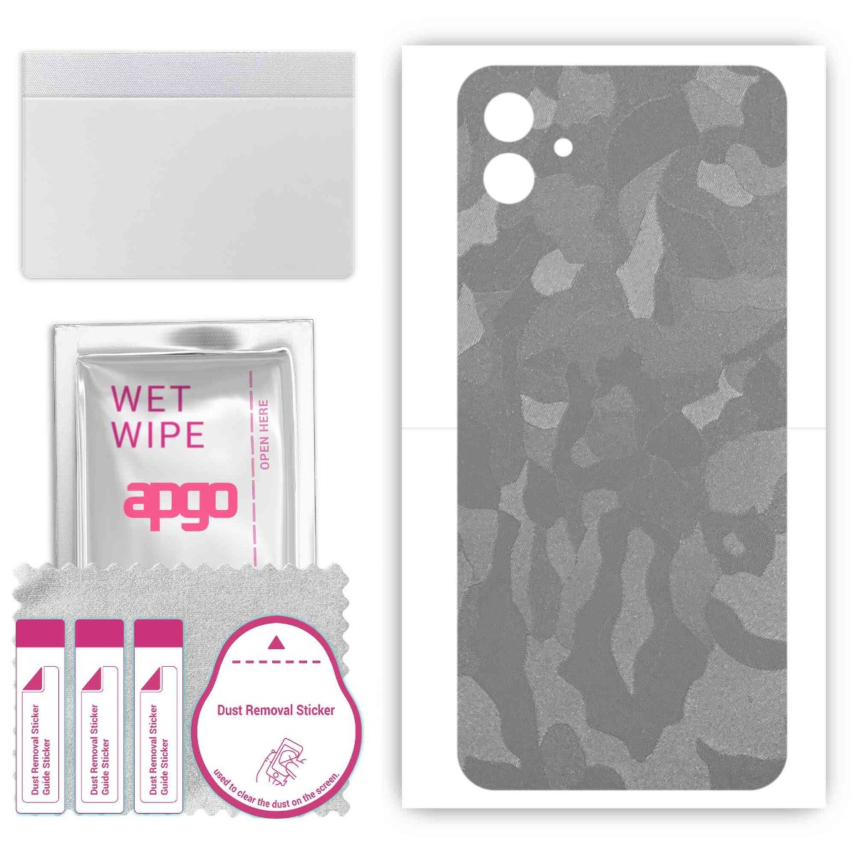 Folia naklejka skórka strukturalna na TYŁ do Samsung Galaxy A04 -  Moro | Camo Srebrny - apgo SKINS