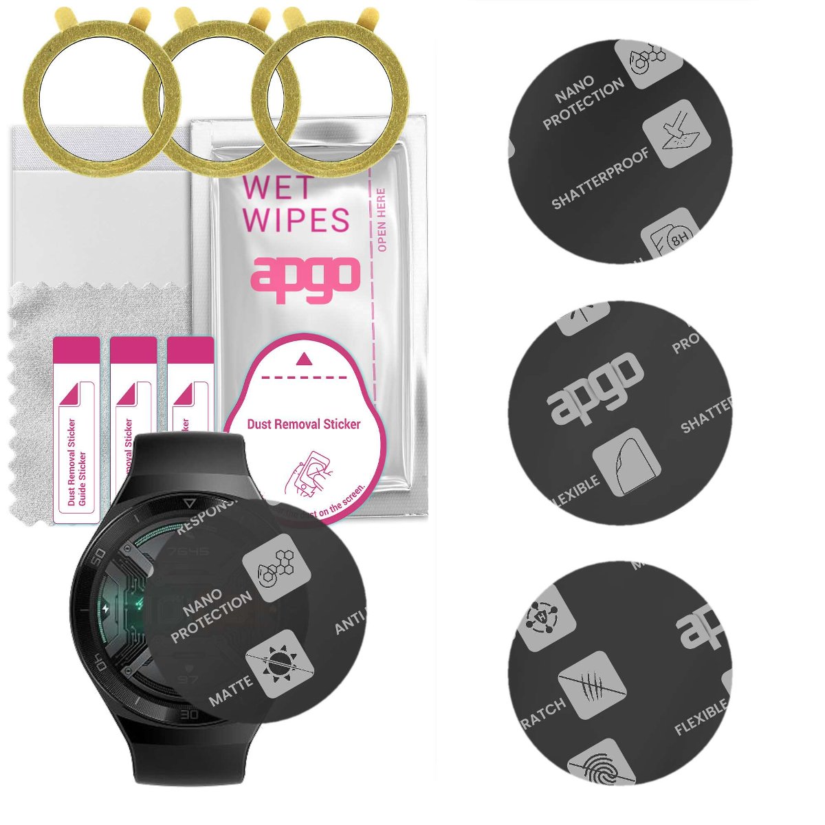 3x Szkło Hybrydowe MATOWE do Huawei Watch GT 2e