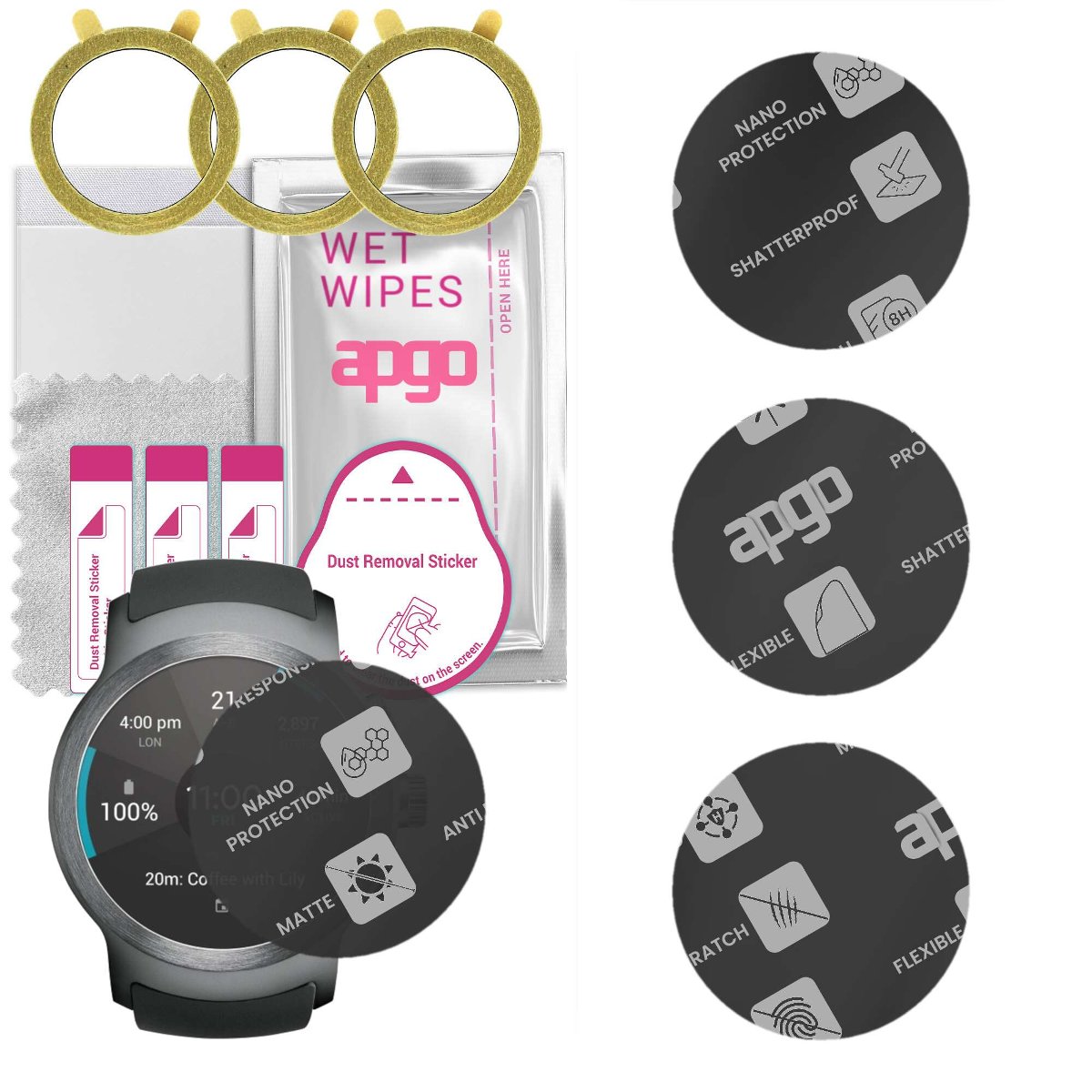 3x Szkło Hybrydowe MATOWE do LG Watch Sport