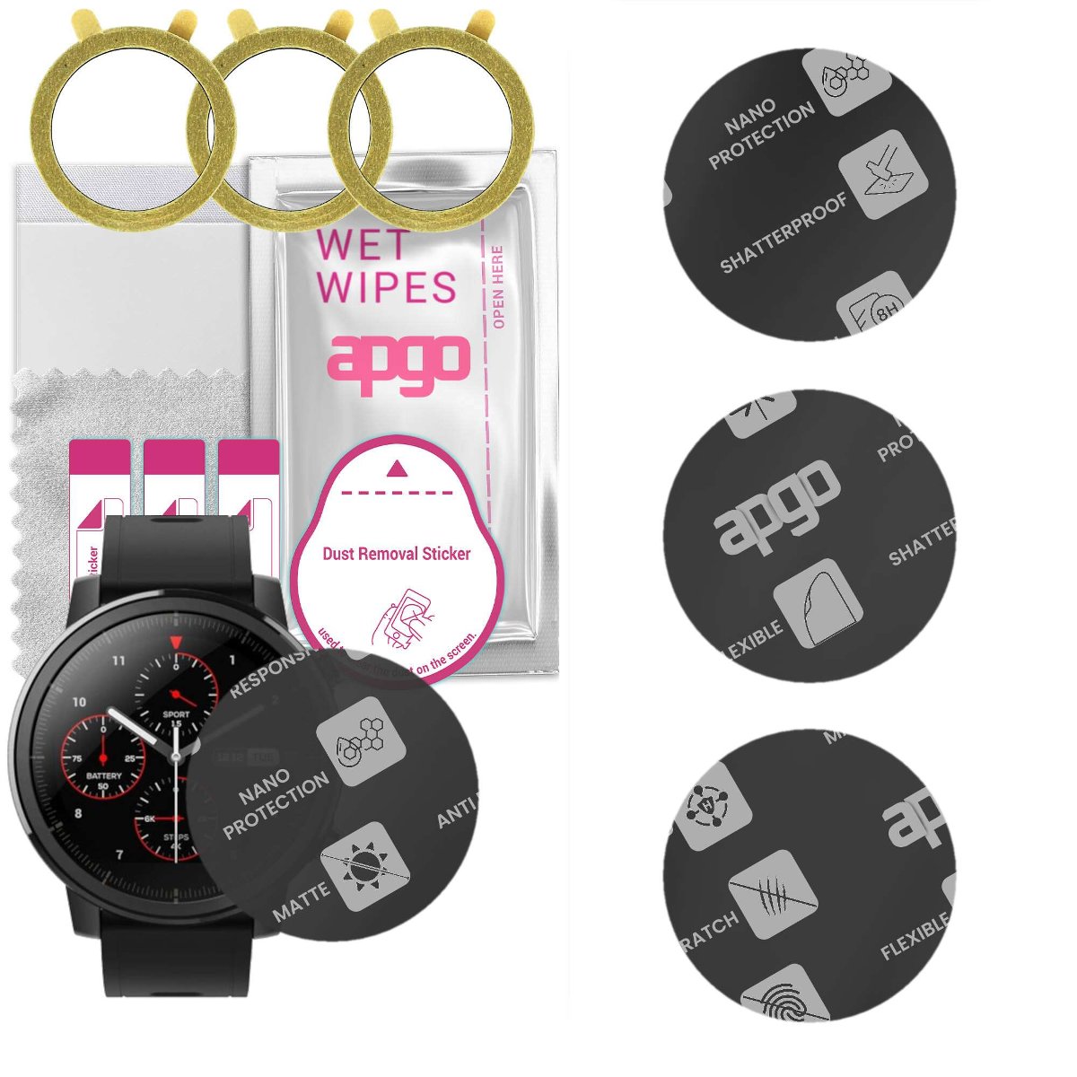 3x Szkło Hybrydowe MATOWE do Amazfit Stratos Plus