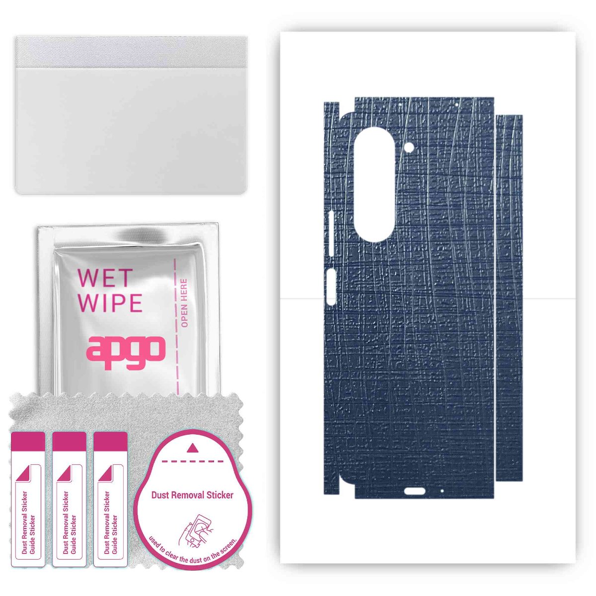 Folia naklejka skórka strukturalna na TYŁ+BOKI do Samsung Galaxy Z Fold5 -  Tkanina Granatowa - apgo SKINS