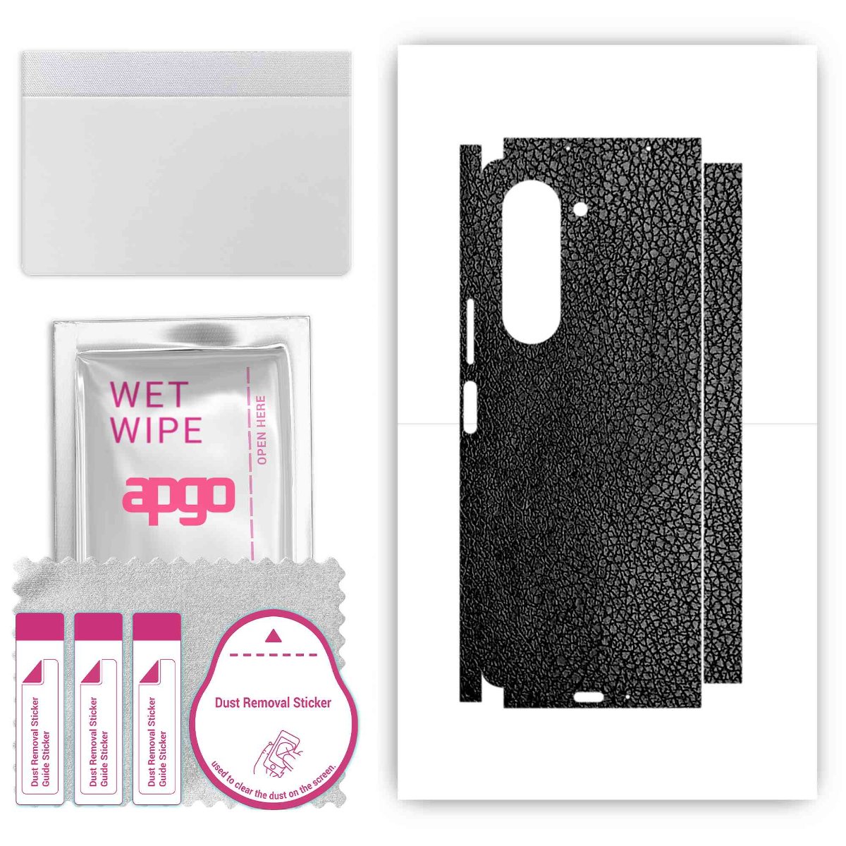 Folia naklejka skórka strukturalna na TYŁ+BOKI do Samsung Galaxy Z Fold5 -  Skóra Czarna - apgo SKINS