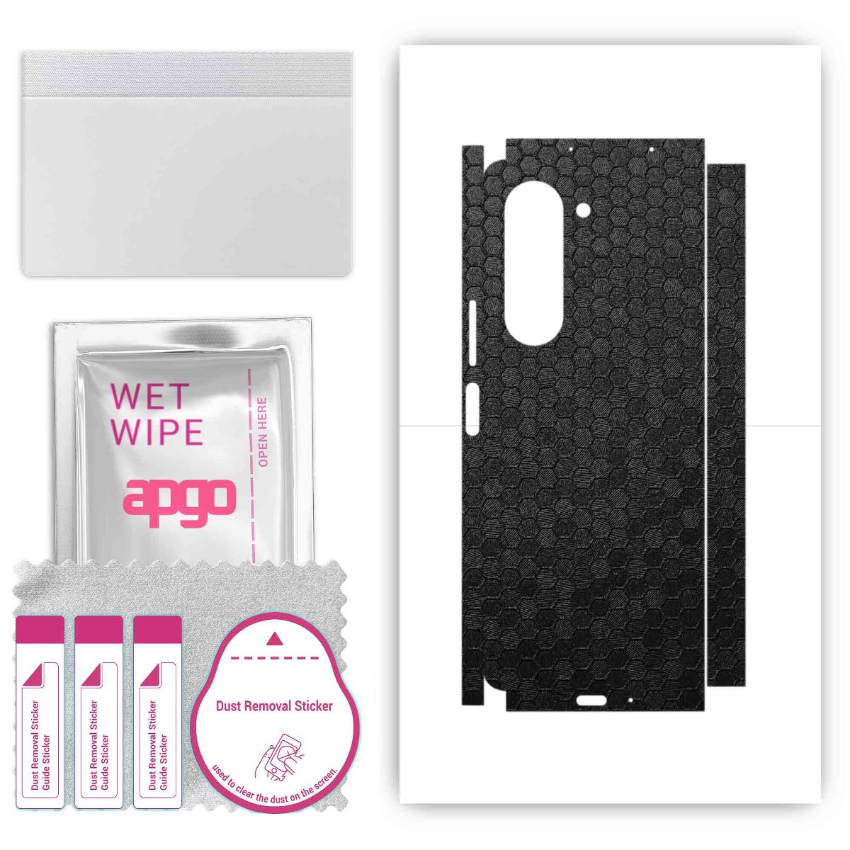 Folia naklejka skórka strukturalna na TYŁ+BOKI do Samsung Galaxy Z Fold5 -  Plaster Miodu Czarny - apgo SKINS