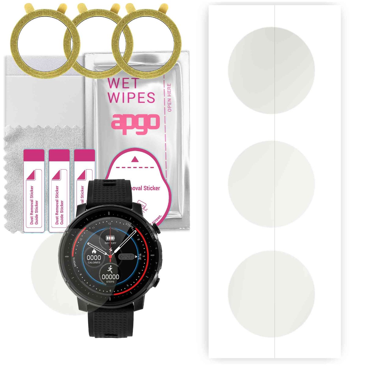 3x Folia hydrożelowa MATOWA do Watchmark Outdoor WL15 - apgo Smartwatch Hydrogel MATTE Protection Ochrona na ekran smartwatcha
