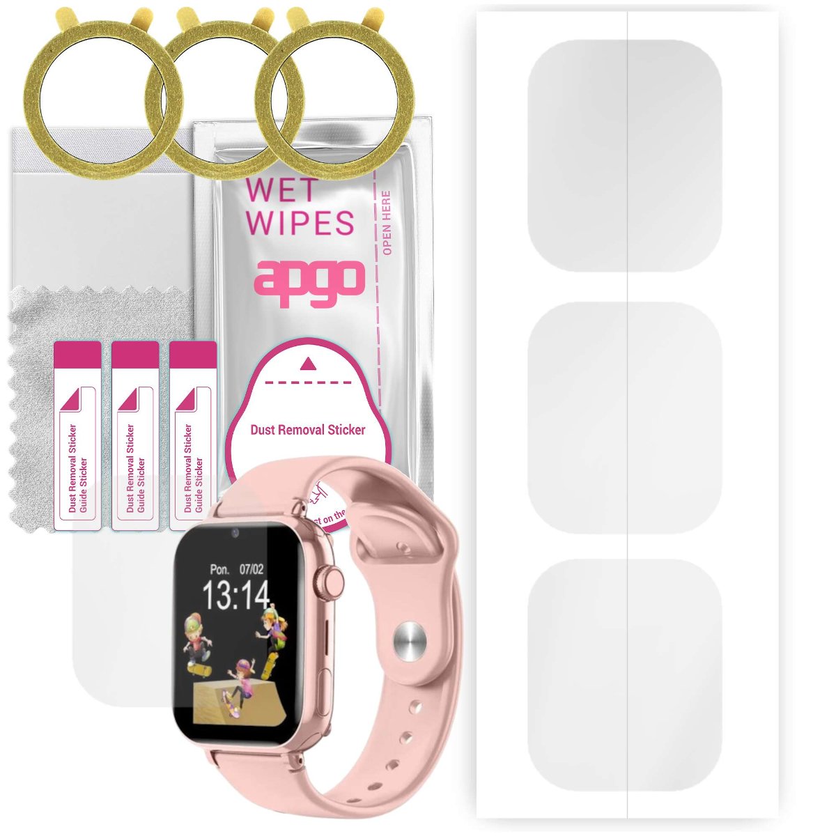3x Folia hydrożelowa do Manta Kevin SWK02PK - apgo Smartwatch Hydrogel Protection Ochrona na ekran smartwatcha