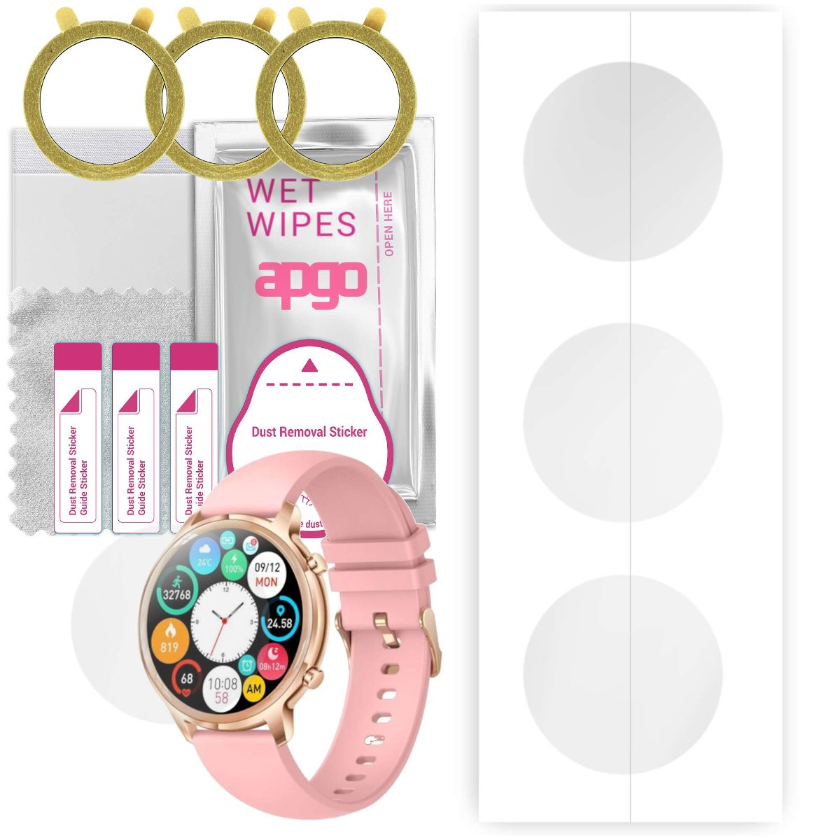 3x Folia hydrożelowa do Manta Kelly SWU301PK - apgo Smartwatch Hydrogel Protection Ochrona na ekran smartwatcha