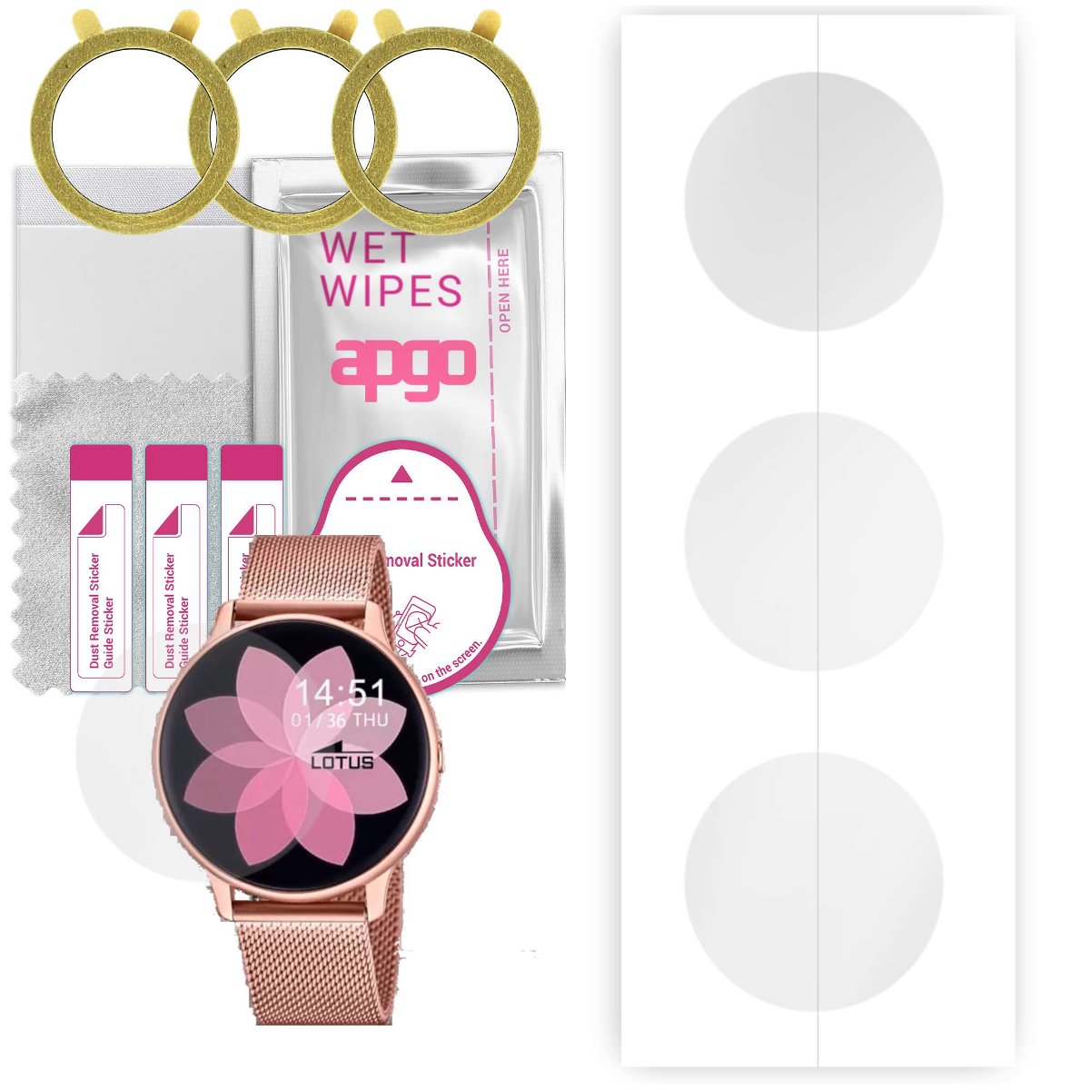 3x Folia hydrożelowa do Lotus Smartwatch 50015/A - apgo Smartwatch Hydrogel Protection Ochrona na ekran smartwatcha