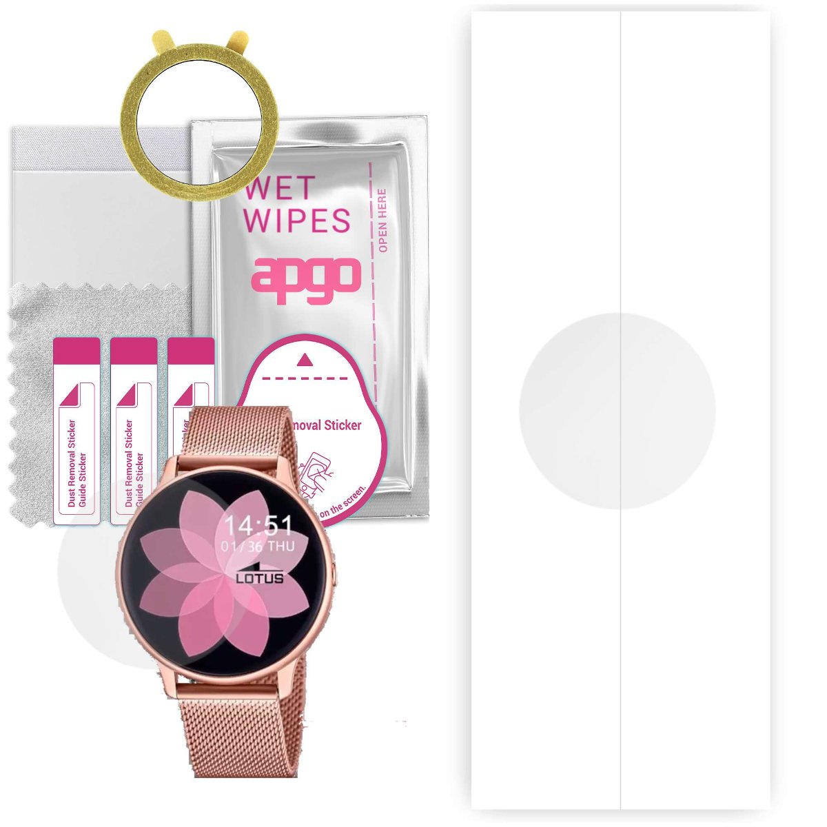 1x Folia hydrożelowa do Lotus Smartwatch 50015/A - apgo Smartwatch Hydrogel Protection Ochrona na ekran smartwatcha