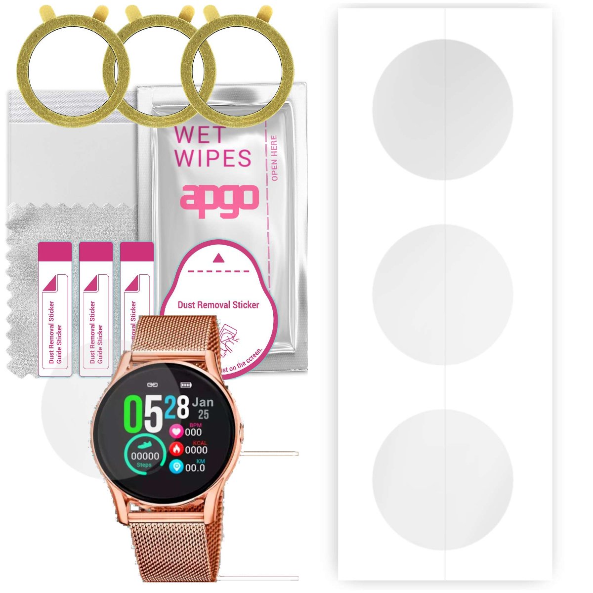 3x Folia hydrożelowa do Lotus Smartwatch 50001/A - apgo Smartwatch Hydrogel Protection Ochrona na ekran smartwatcha