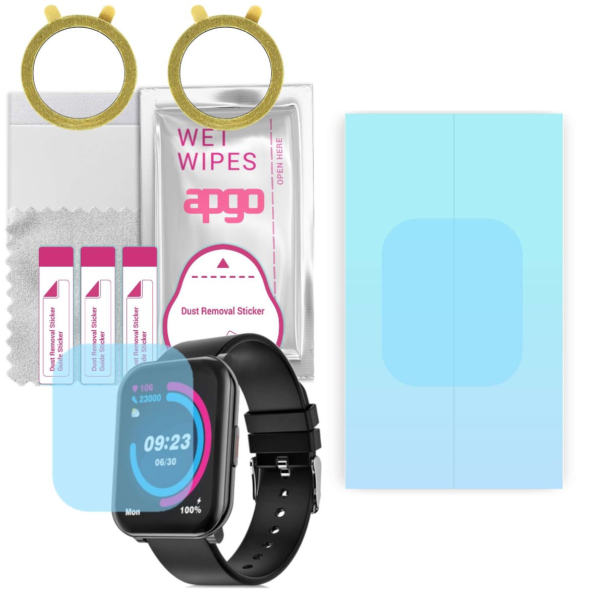2x Folia hydrożelowa do Niceboy X-fit Watch 2 -  apgo HD HQ FLEX Smartwatch Hydrogel Protection Ochrona na ekran smartwatcha