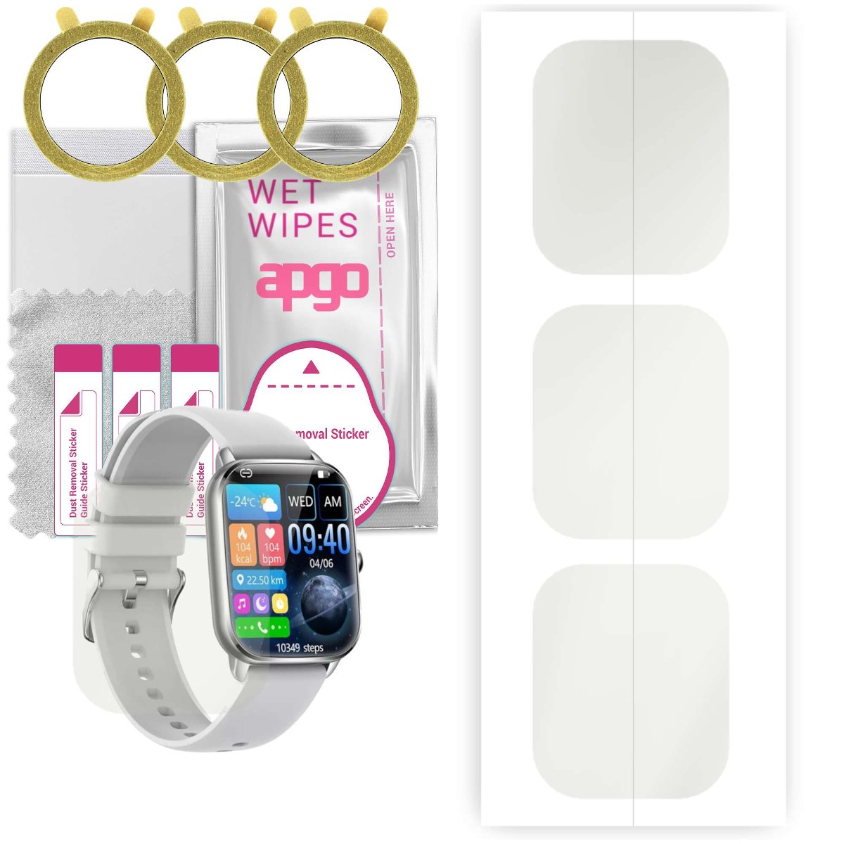 3x Folia hydrożelowa MATOWA do Smartwatch KT65 - apgo Smartwatch Hydrogel MATTE Protection Ochrona na ekran smartwatcha