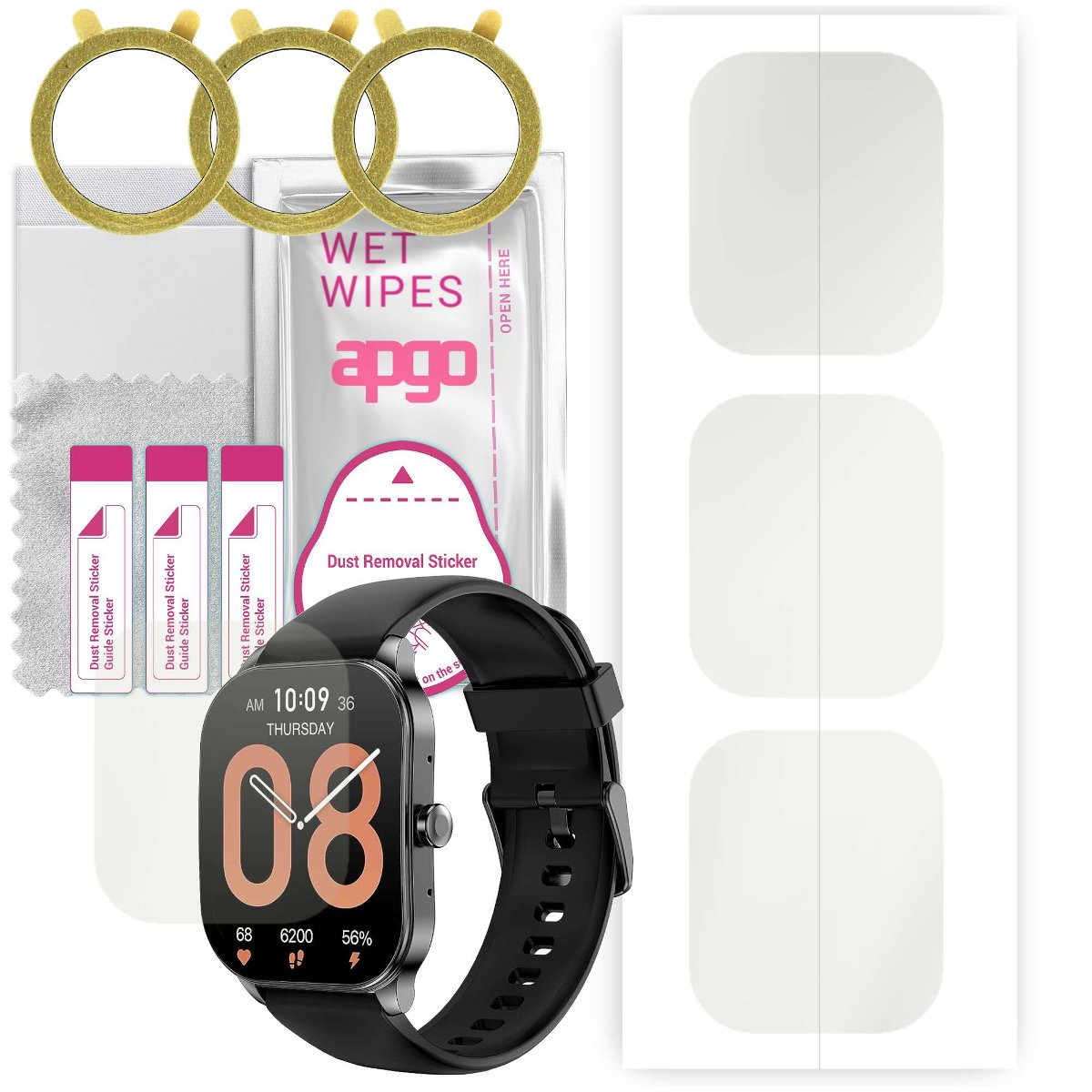 3x Folia hydrożelowa MATOWA do Amazfit Pop 3S - apgo Smartwatch Hydrogel MATTE Protection Ochrona na ekran smartwatcha