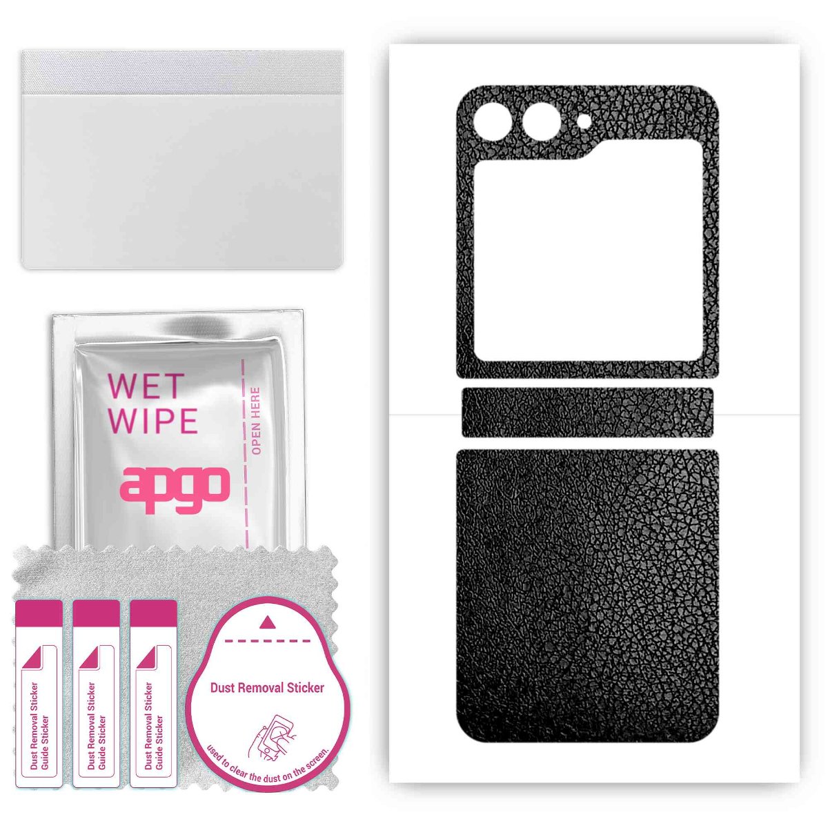 Folia naklejka skórka strukturalna na TYŁ do Samsung Galaxy Z Flip5 -  Skóra Czarna - apgo SKINS