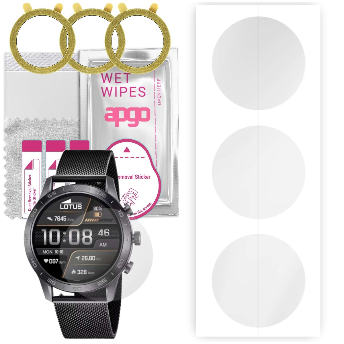 3x Folia hydrożelowa do Lotus Smartwatch 50048/1 - apgo Smartwatch Hydrogel Protection Ochrona na ekran smartwatcha
