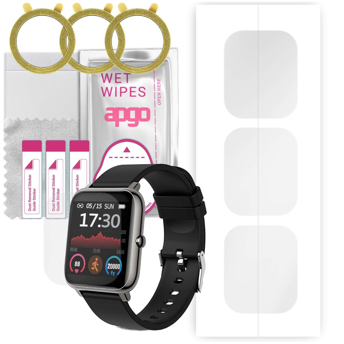 3x Folia hydrożelowa do Donerton P22  - apgo Smartwatch Hydrogel Protection Ochrona na ekran smartwatcha