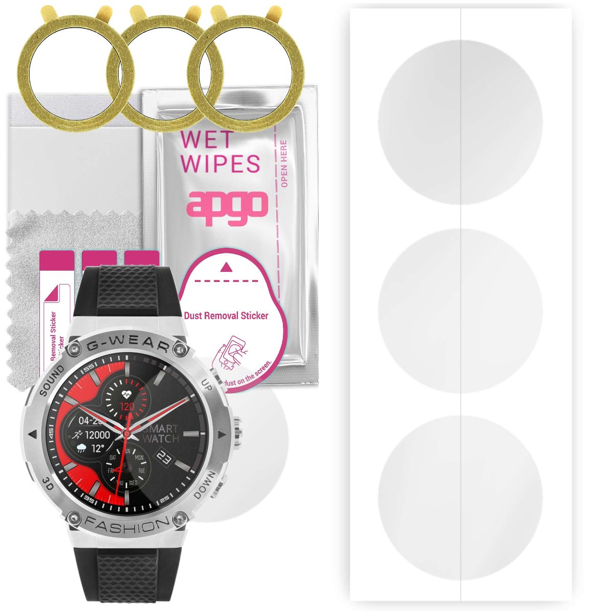 3x Folia hydrożelowa do GaWear K28N men  - apgo Smartwatch Hydrogel Protection Ochrona na ekran smartwatcha