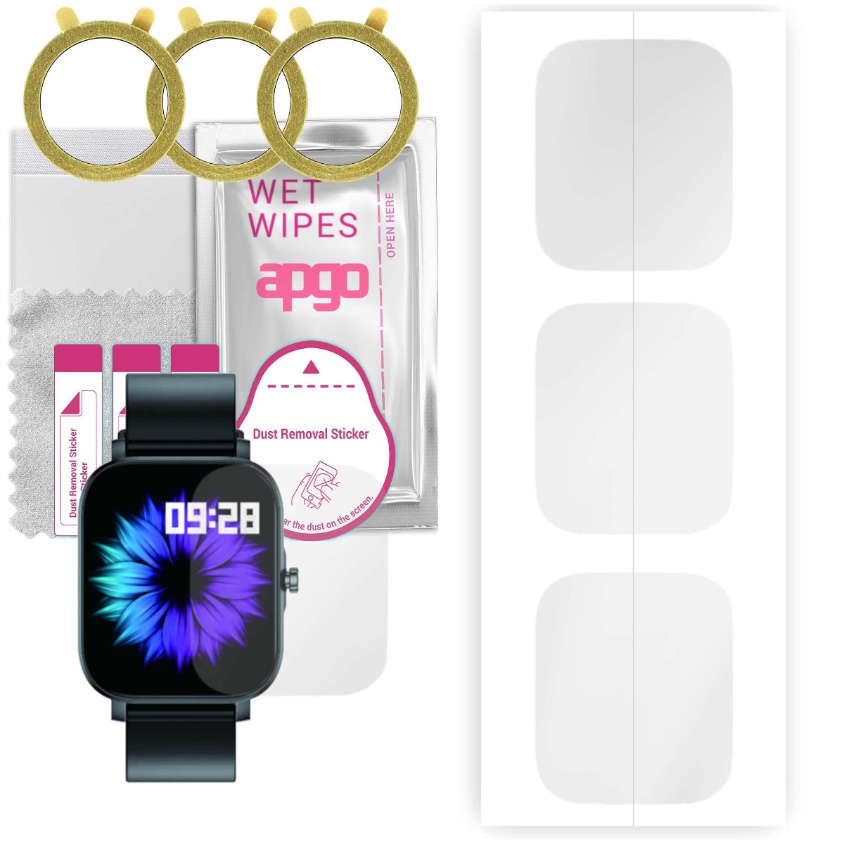 3x Folia hydrożelowa do GcBig TS29  - apgo Smartwatch Hydrogel Protection Ochrona na ekran smartwatcha