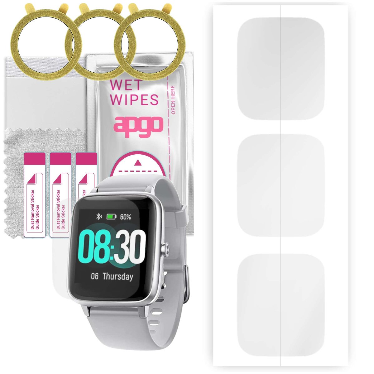 3x Folia hydrożelowa do Grv FC01  - apgo Smartwatch Hydrogel Protection Ochrona na ekran smartwatcha