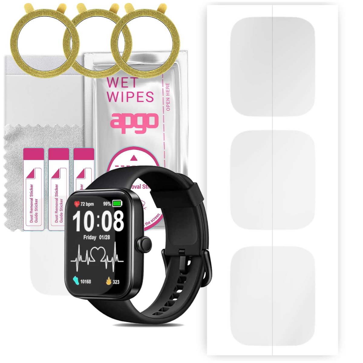 3x Folia hydrożelowa do Gydom ID207  - apgo Smartwatch Hydrogel Protection Ochrona na ekran smartwatcha