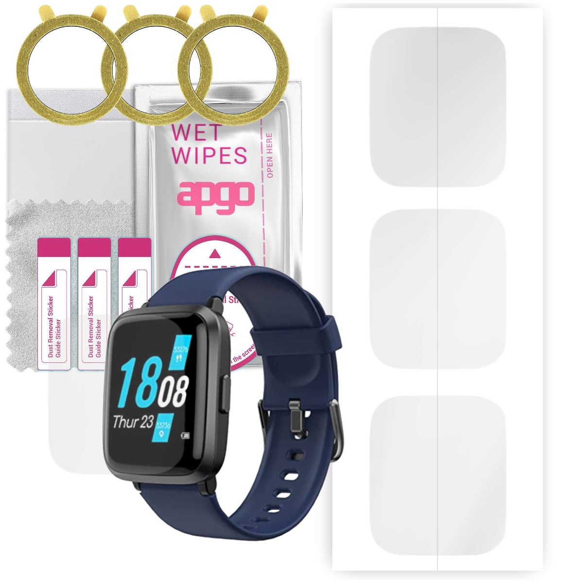 3x Folia hydrożelowa do Holabuy AT205U  - apgo Smartwatch Hydrogel Protection Ochrona na ekran smartwatcha