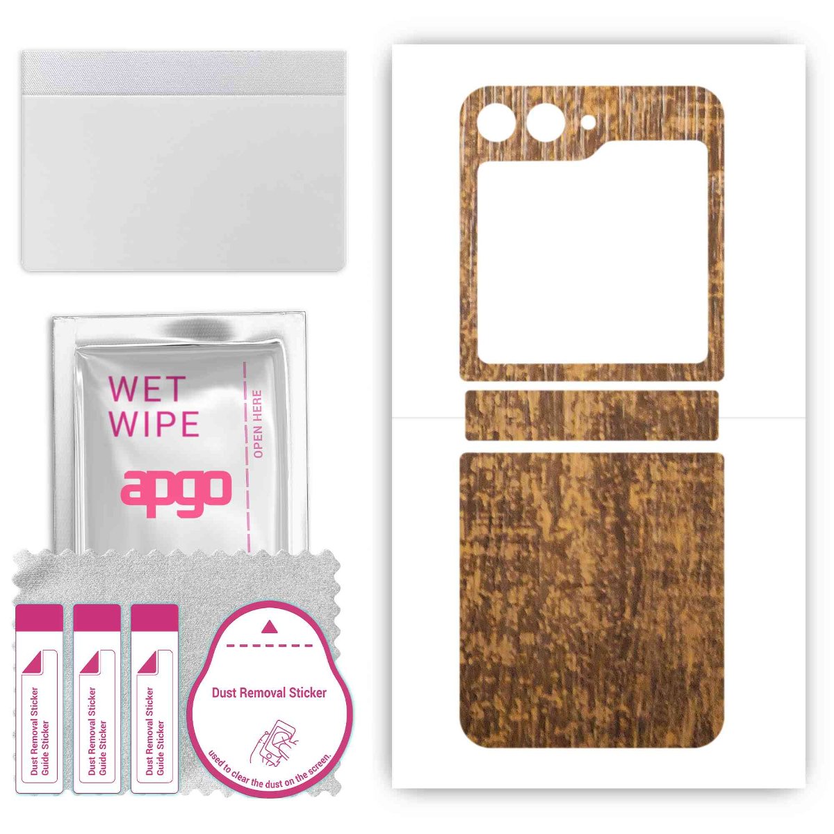 Folia naklejka skórka strukturalna na TYŁ do Samsung Galaxy Z Flip5 -  Drewno Dąb Stary - apgo SKINS