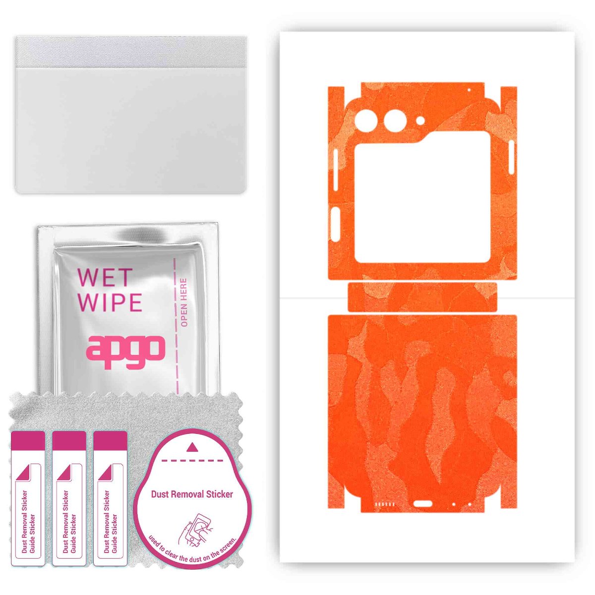 Folia naklejka skórka strukturalna na TYŁ+BOKI do Samsung Galaxy Z Flip5 -  Moro | Camo Pomarańczowy - apgo SKINS