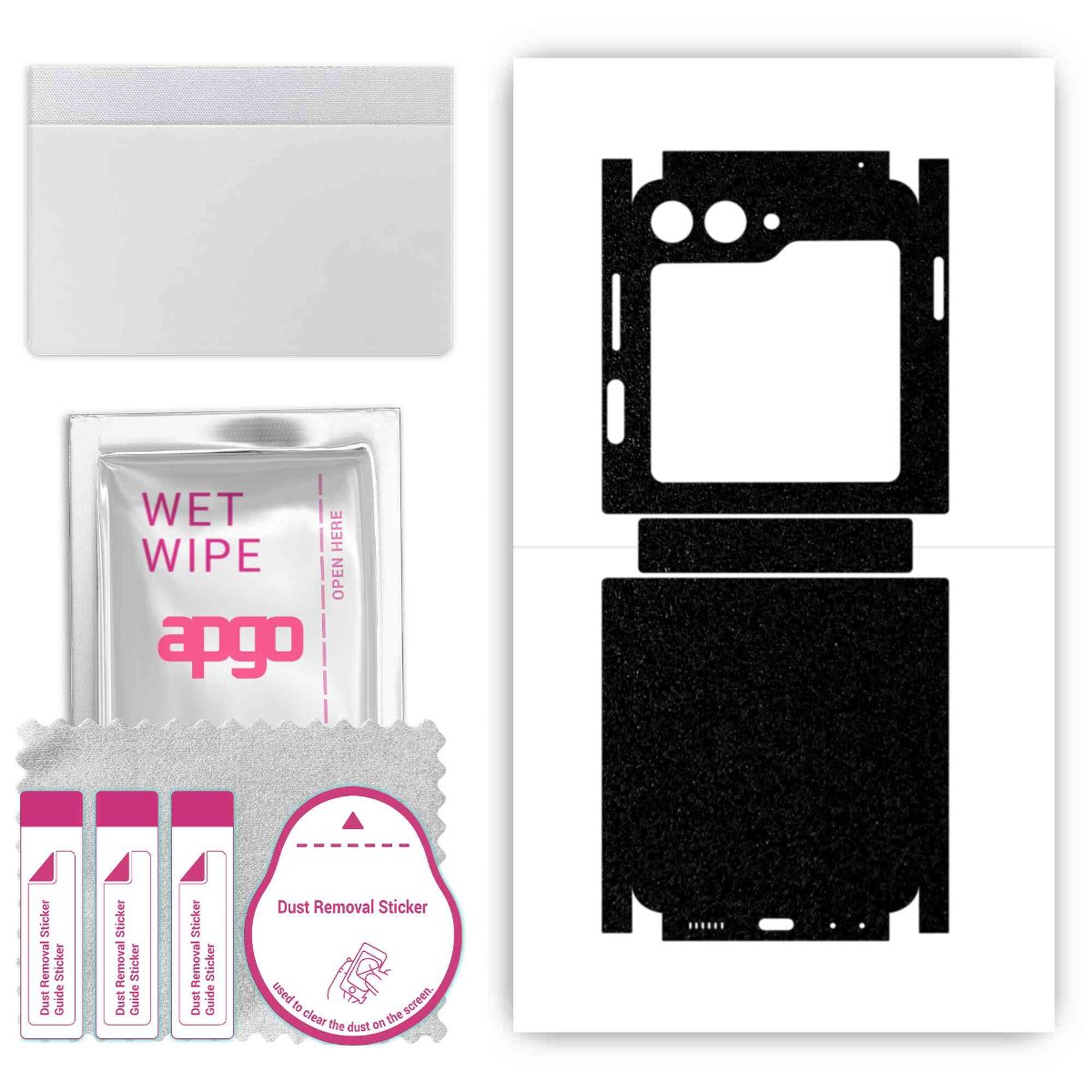 Folia naklejka skórka strukturalna na TYŁ+BOKI do Samsung Galaxy Z Flip5 -  Czarny Pastel Matowy Chropowaty Baranek - apgo SKINS