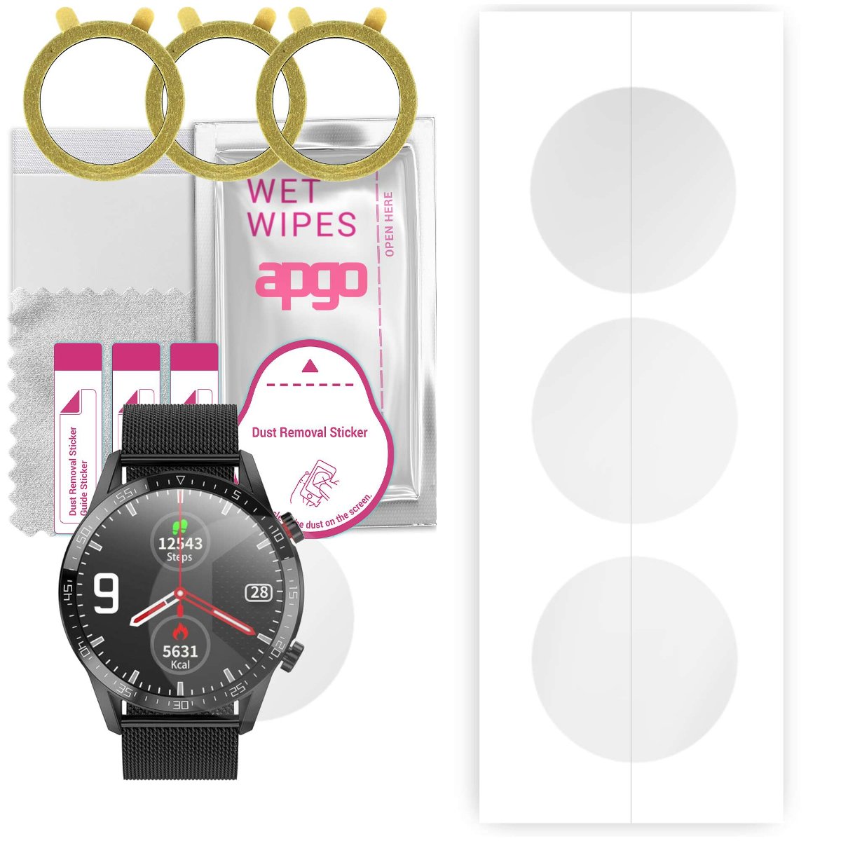 3x Folia hydrożelowa do DexXer L13 - apgo Smartwatch Hydrogel Protection Ochrona na ekran smartwatcha