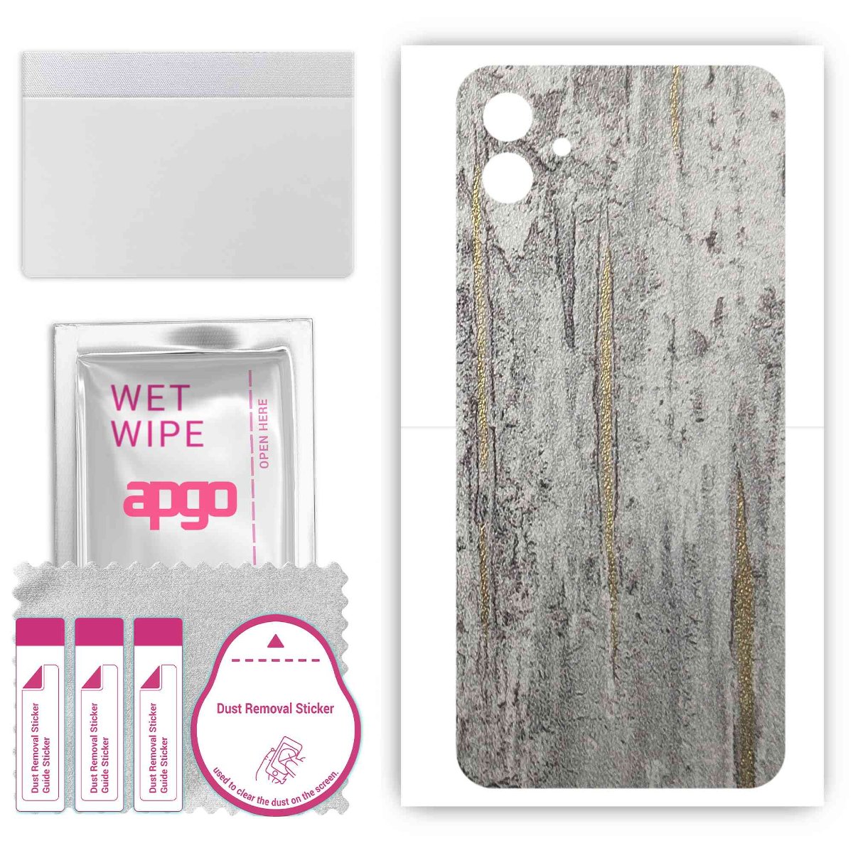 Folia naklejka skórka strukturalna na TYŁ do Samsung Galaxy A04 -  Beton Złote Paski - apgo SKINS