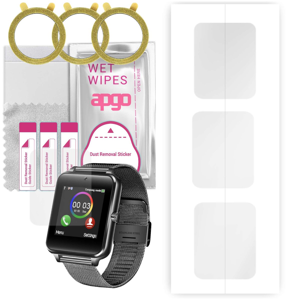 3x Folia hydrożelowa do DexXer GT08 METAL2 - apgo Smartwatch Hydrogel Protection Ochrona na ekran smartwatcha