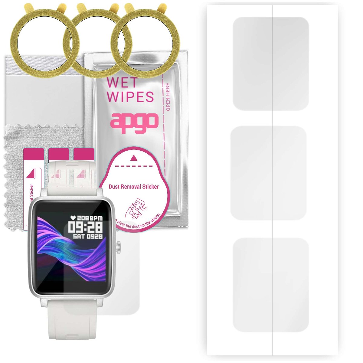 3x Folia hydrożelowa do Doogee CS1 - apgo Smartwatch Hydrogel Protection Ochrona na ekran smartwatcha