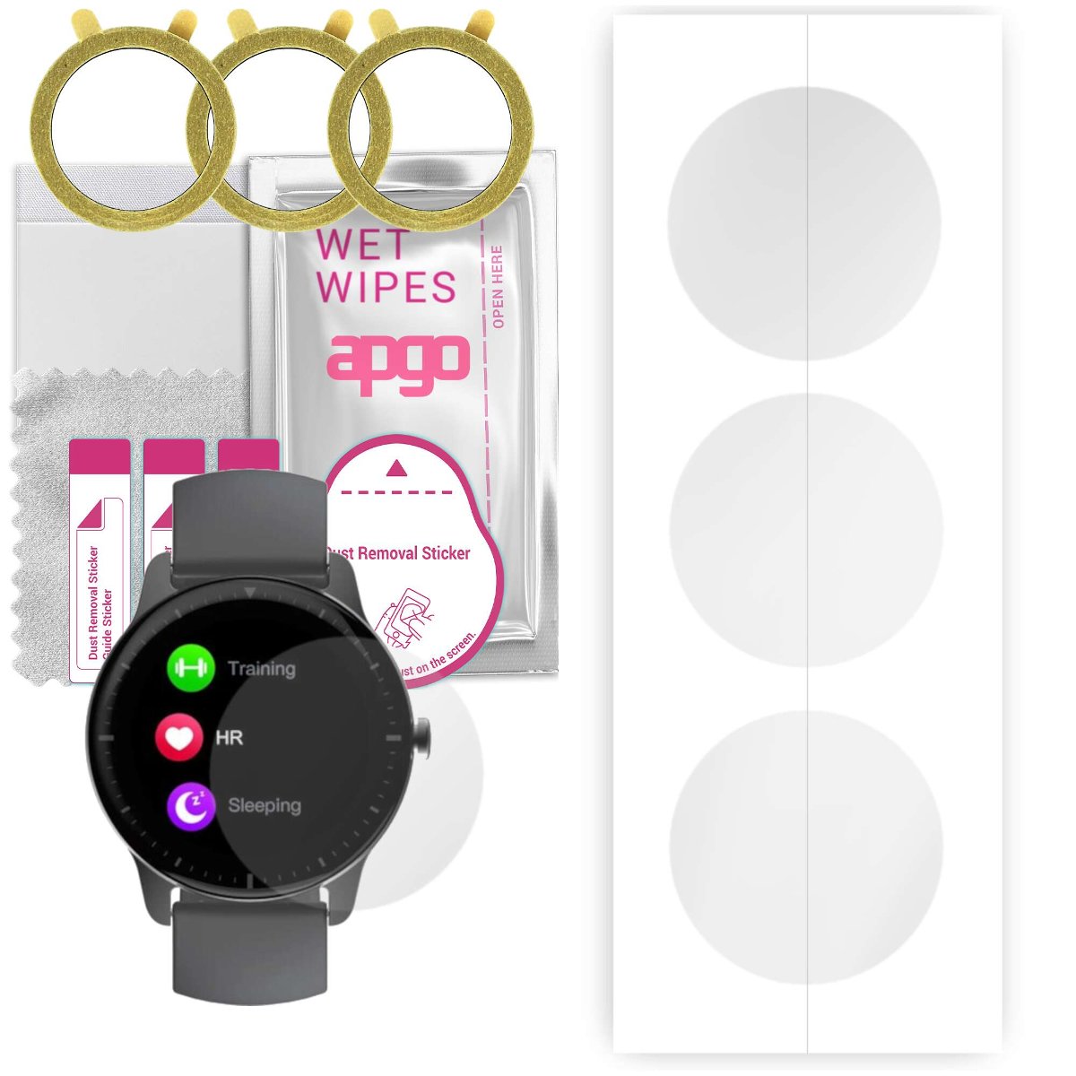 3x Folia hydrożelowa do Doogee CR1 - apgo Smartwatch Hydrogel Protection Ochrona na ekran smartwatcha