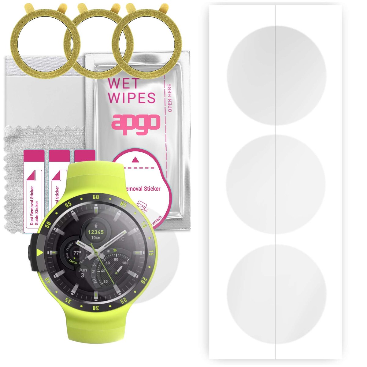 3x Folia hydrożelowa do Mobvoi TicWatch Sport - apgo Smartwatch Hydrogel Protection Ochrona na ekran smartwatcha
