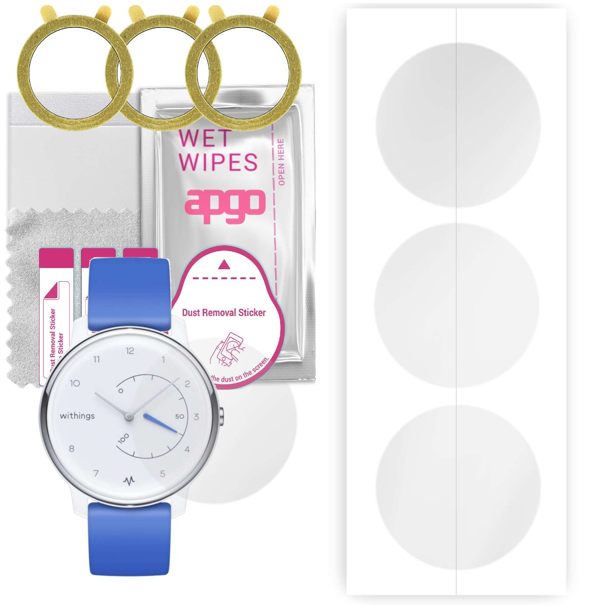 3x Folia hydrożelowa do Withings Move ECG - apgo Smartwatch Hydrogel Protection Ochrona na ekran smartwatcha