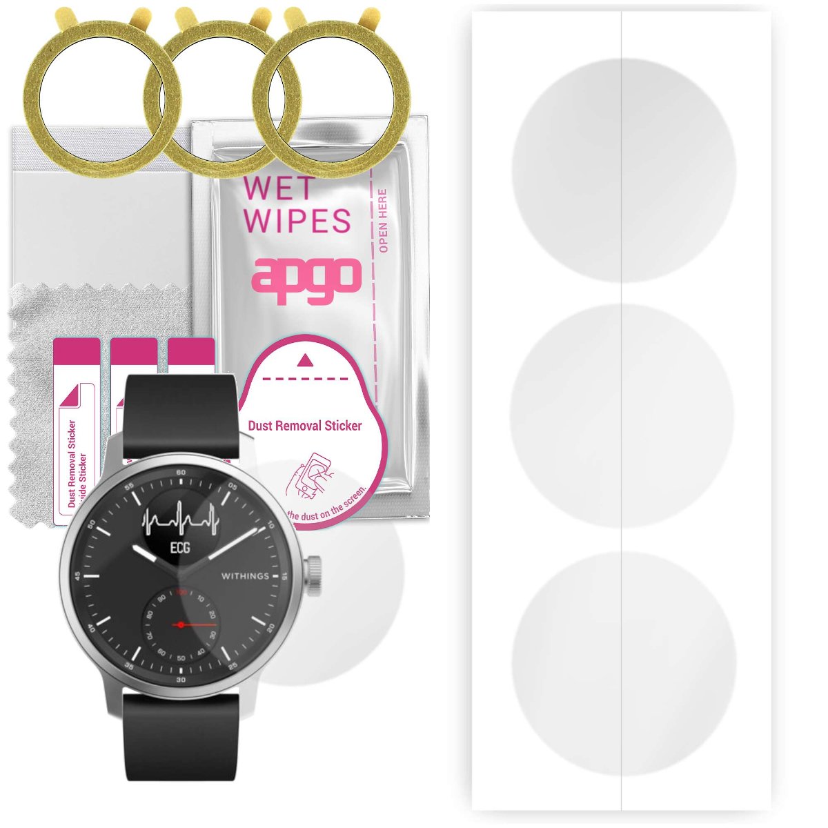 3x Folia hydrożelowa do Withings HWA09 42mm - apgo Smartwatch Hydrogel Protection Ochrona na ekran smartwatcha