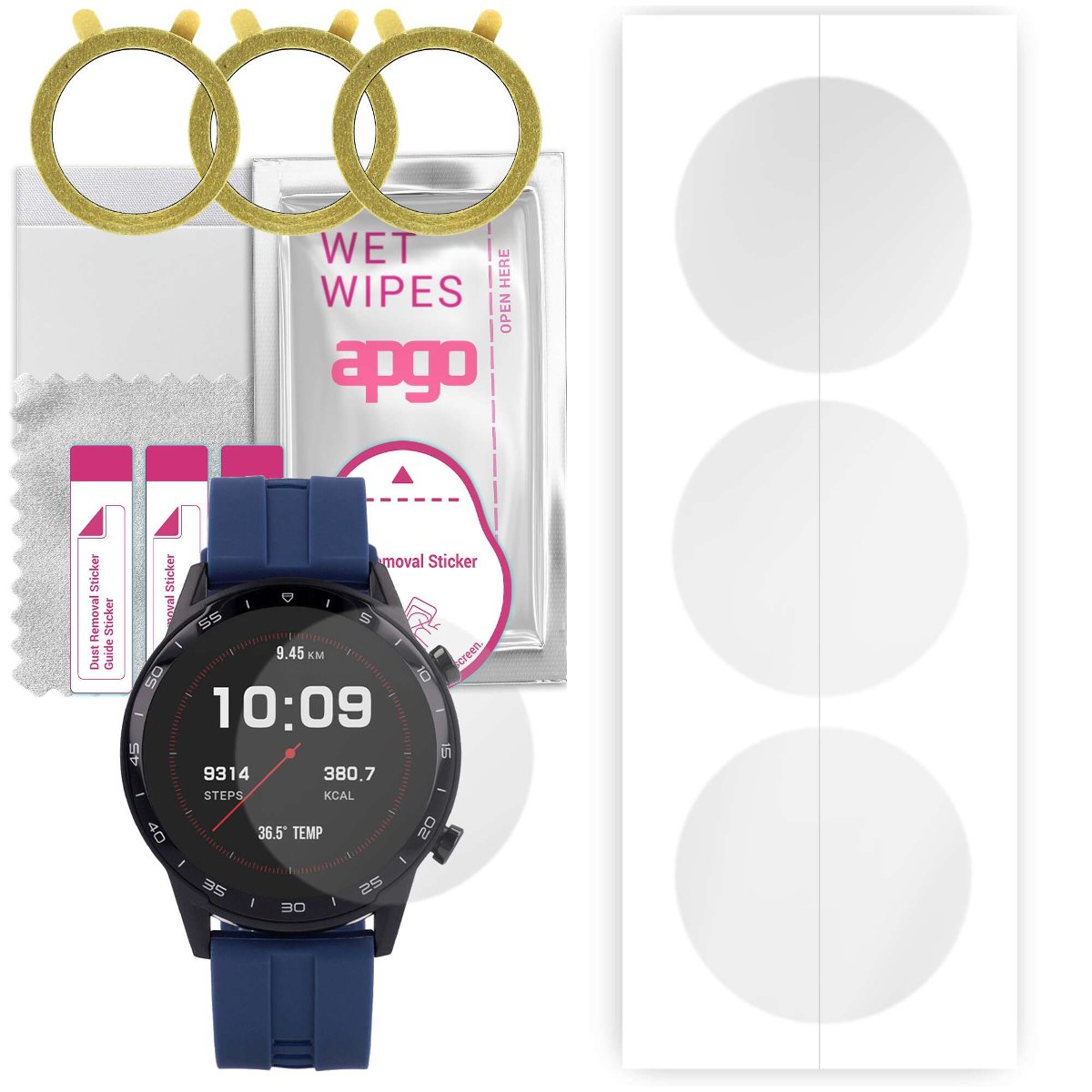 3x Folia hydrożelowa do Vector Smart Sport SET - apgo Smartwatch Hydrogel Protection Ochrona na ekran smartwatcha