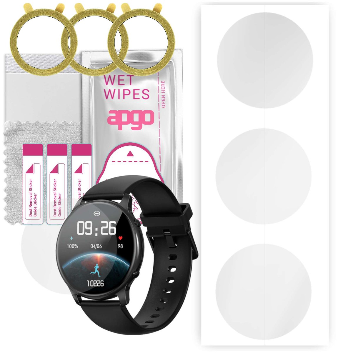 3x Folia hydrożelowa do Smartwatch LW36 - apgo Smartwatch Hydrogel Protection Ochrona na ekran smartwatcha