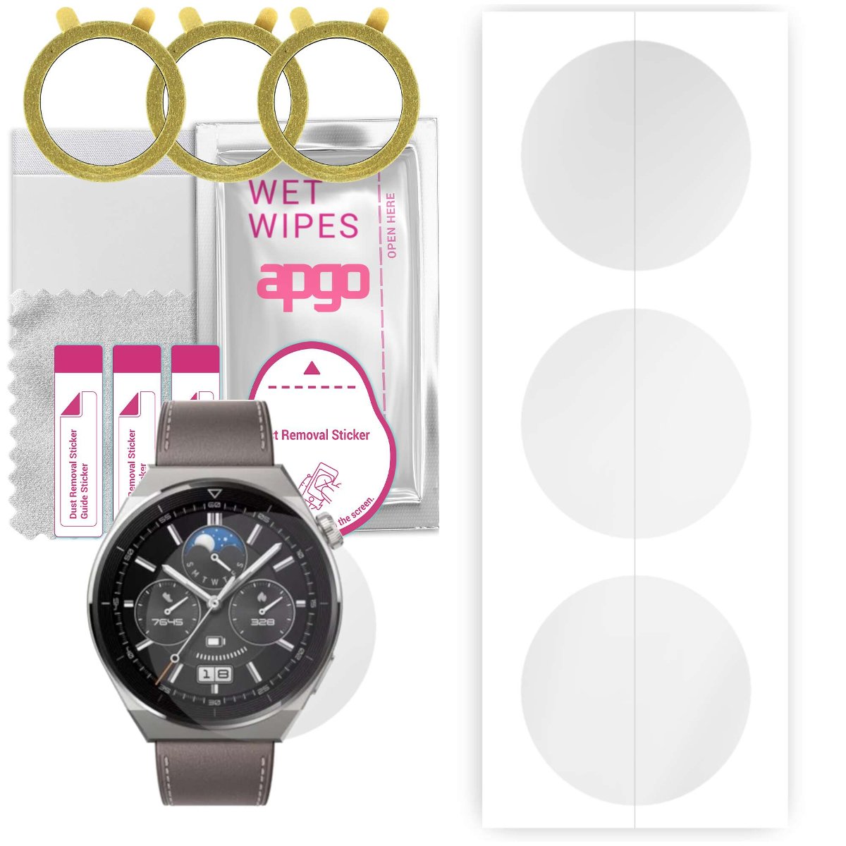 3x Folia hydrożelowa do Huawei Watch GT 3 Pro 46mm - apgo Smartwatch Hydrogel Protection Ochrona na ekran smartwatcha