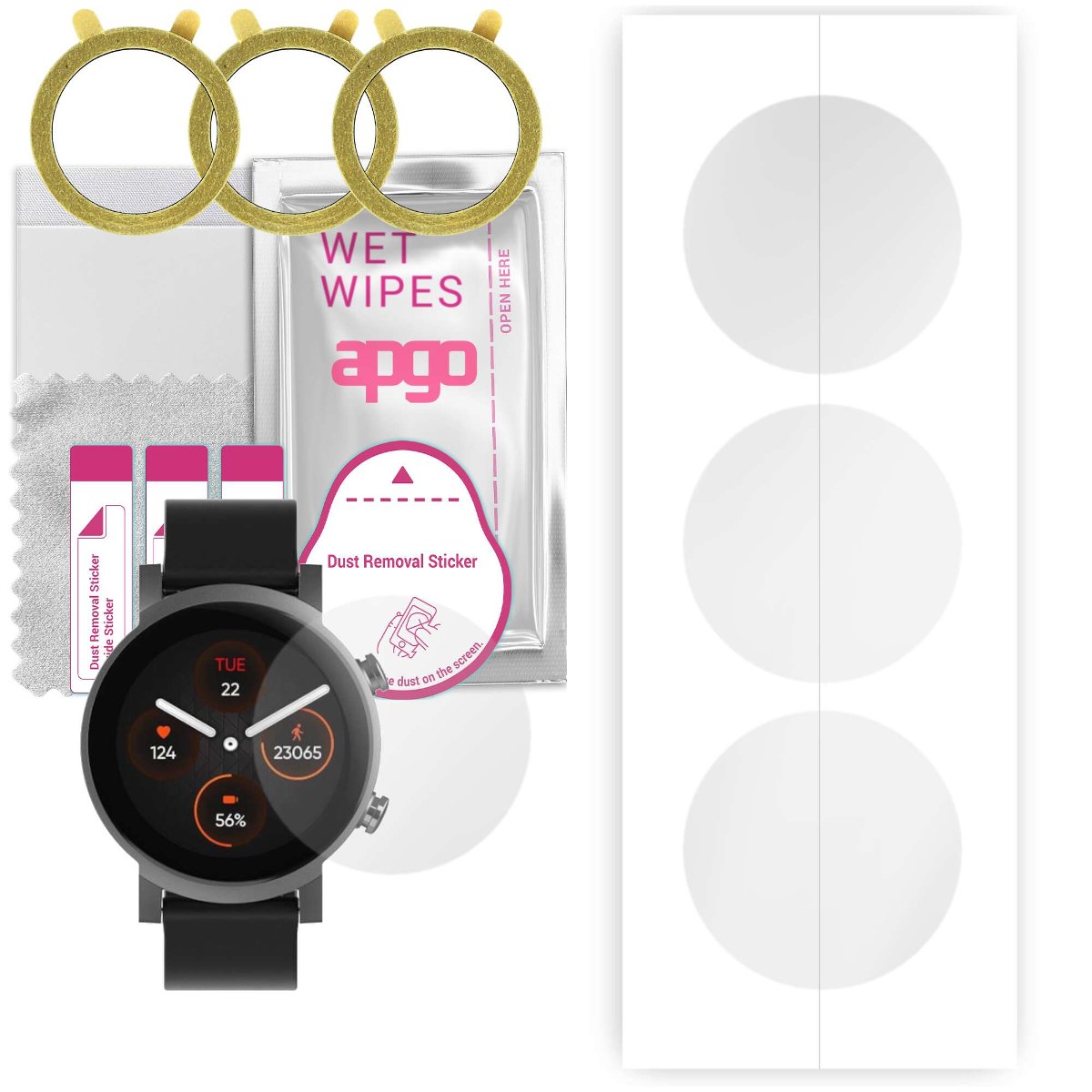 3x Folia hydrożelowa do Mobvoi TicWatch E3 - apgo Smartwatch Hydrogel Protection Ochrona na ekran smartwatcha