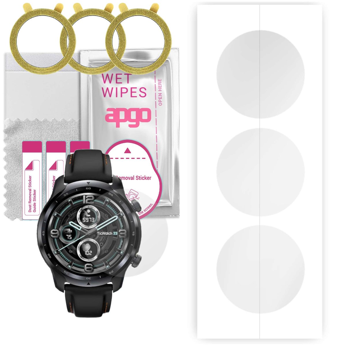 3x Folia hydrożelowa do Mobvoi TicWatch Pro 3 LTE - apgo Smartwatch Hydrogel Protection Ochrona na ekran smartwatcha