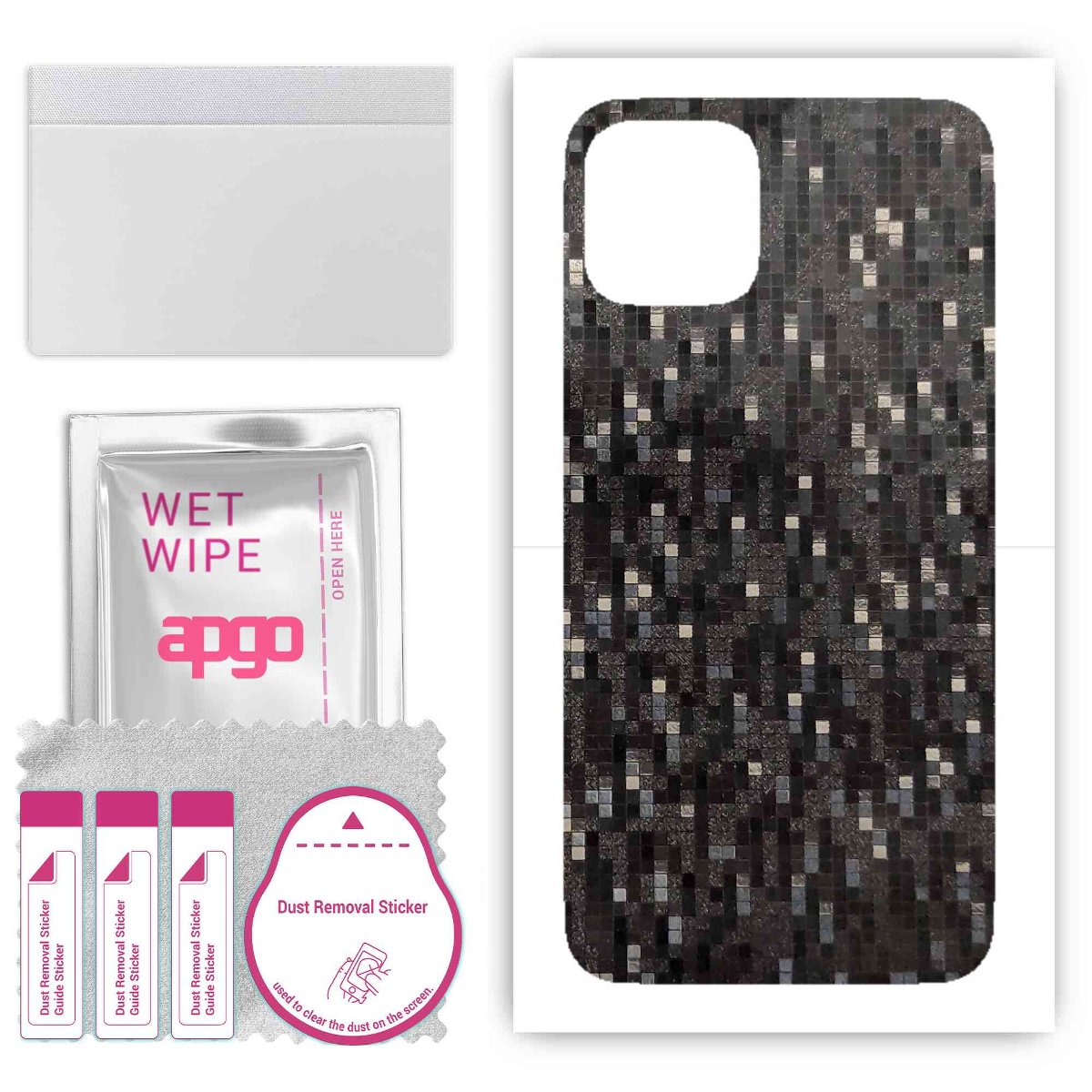 Folia naklejka skórka strukturalna na TYŁ do Apple iPhone 11 Pro -  Carbon Pixel Czarny - apgo SKINS